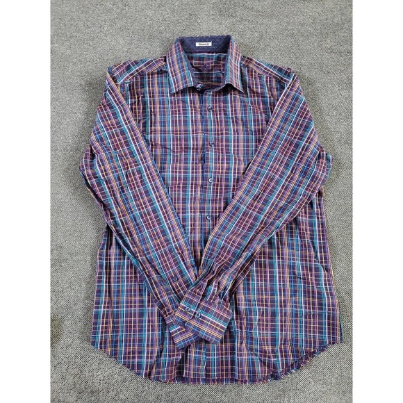Bugatchi Uomo Other - Bugatchi Uomo Mens Purple Long Sleeve Button Up Dress Shirt Large 100% Cotton